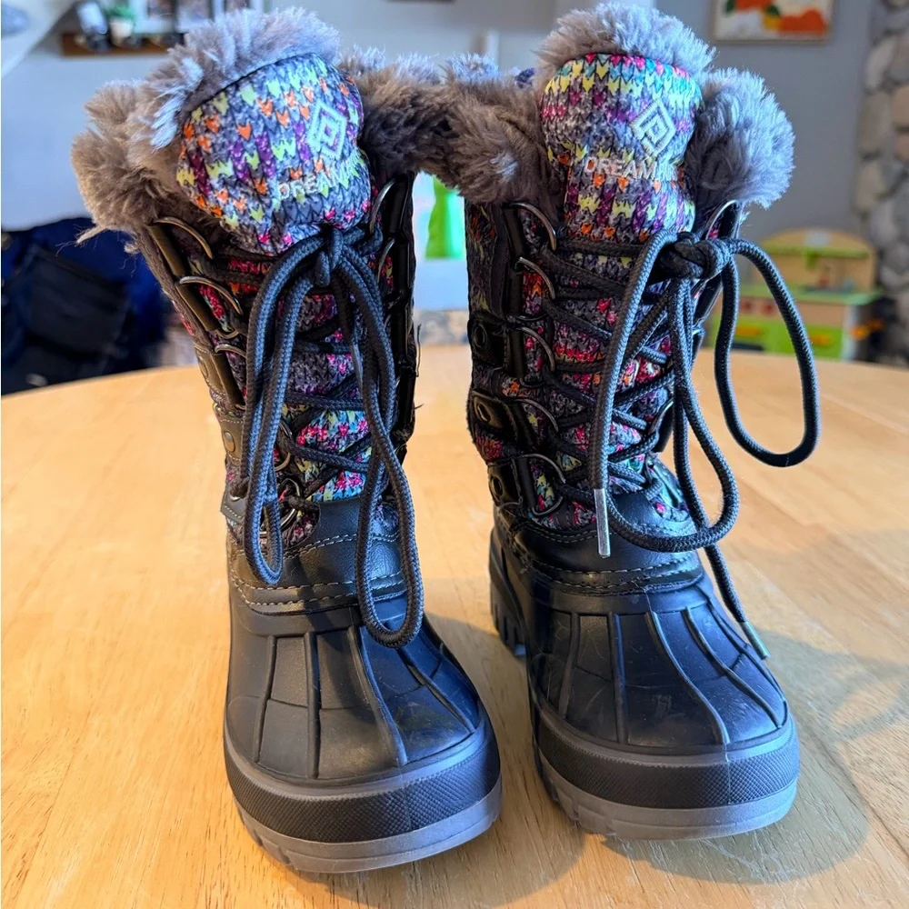 Dream Pairs Toddler Size 9 Winter Snow Boots Faux Fur Lined Black